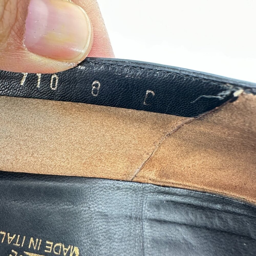 Salvatore Ferragamo Women Size 8D Black Leather Pointed Toe Slip On Flat Shoes - Picture 10 of 11